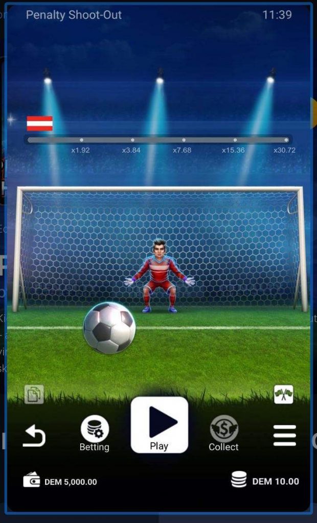 Penalty Shoot Out's interface